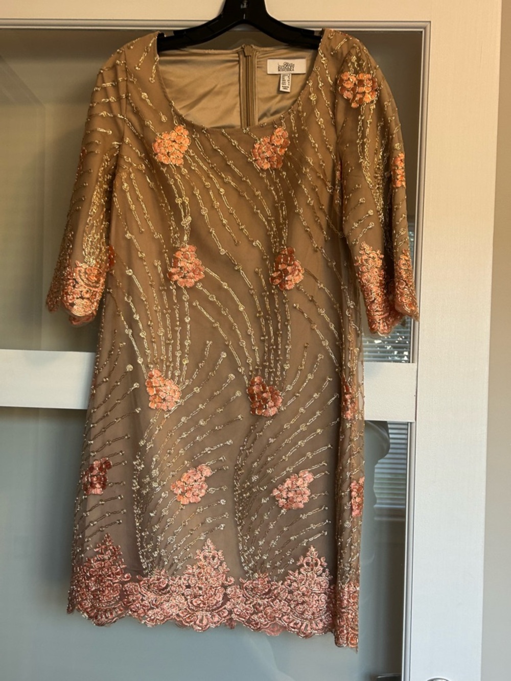 Belle Badgley Mischka Dress with Rose Gold Floral Appliqué